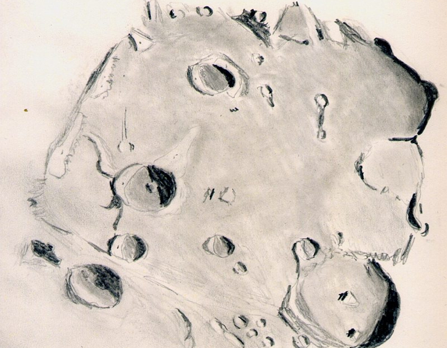 Rysunek krateru Deslandres wykonany przez astronoma amatora