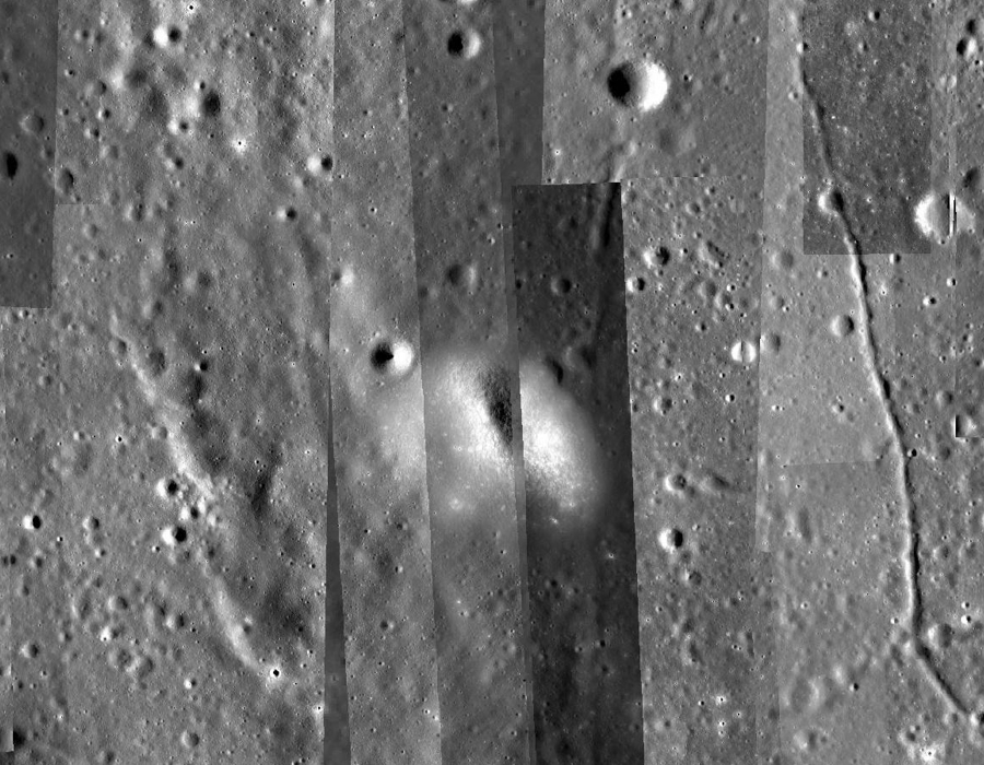 Centralne wzniesienie krateru Alfons wykonane przez sondę Lunar Reconnaissance Orbiter.